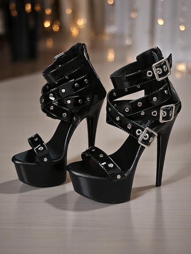 Heels Buckled Women's Platform Straps and White High with