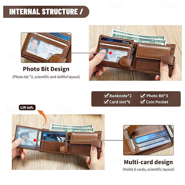 Genuine leather wallet top layer cowhide coin purse multi card