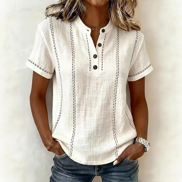 Women's Blouse Graphic Striped Vintage Stylish Basic Short