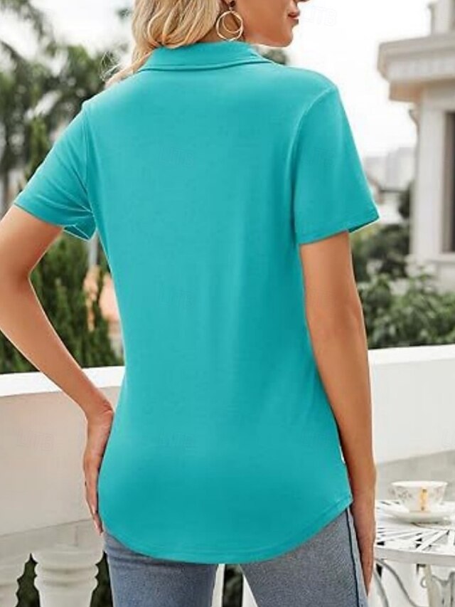 Women's Blouse Solid Color Daily Stylish Basic Short Sleeve