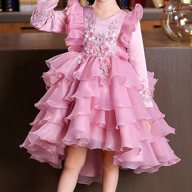 Wedding Dress Sleeve Party Special Kids Long Girls' Flower