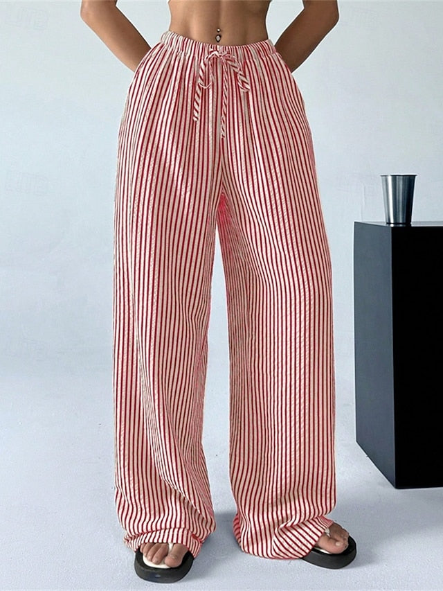 Women's Wide Leg Chinos Pants Trousers Vacation Vintage