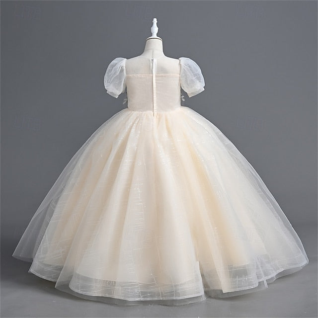 Solid Kids Flower Girl Party Dress Color Girls'