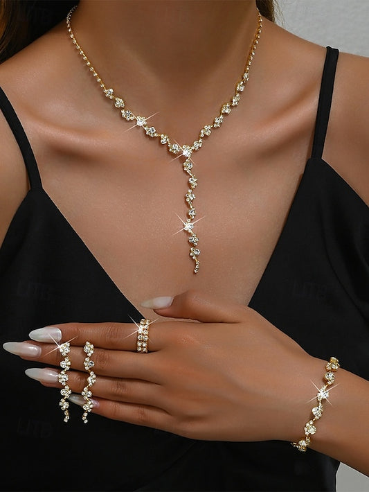 Jewelry Rhinestone Gold Set Elegant Necklace –