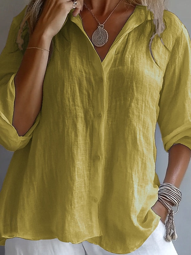 Women's Shirt Blouse Buttons Asymmetric Plain Elegant