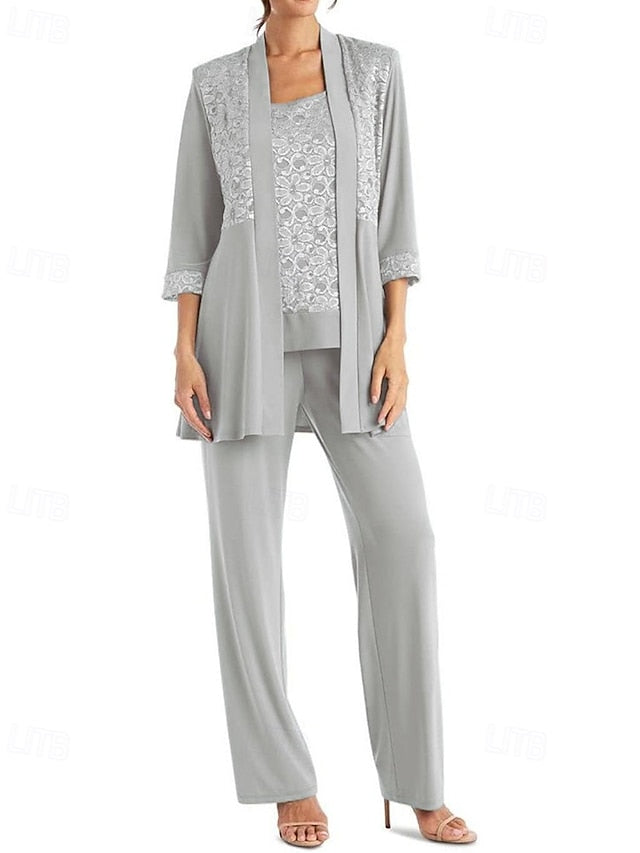 Bride 3 Elegant Pantsuit Piece Mother of Dress the