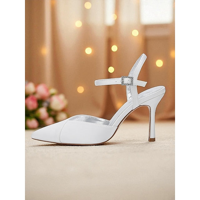 Green Strap Ankle - Women's Stiletto Heels with Satin