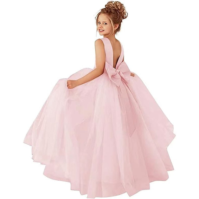 Kids Dress Girls' Party Color Solid Flower Girl