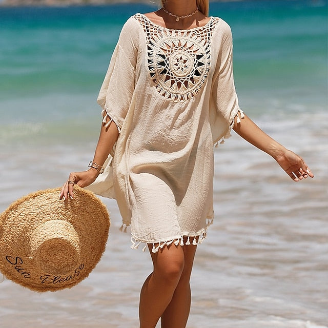 Women's Swimwear Cover Up Swim Dress Swimsuit Crochet