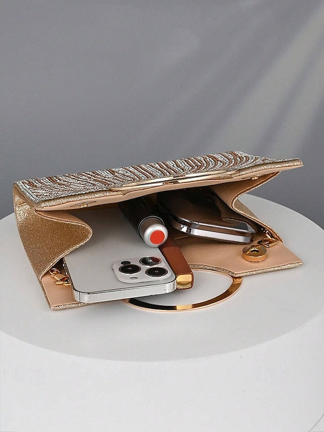 Women's Clutch Bag with – Handle Rhinestone Evening Round