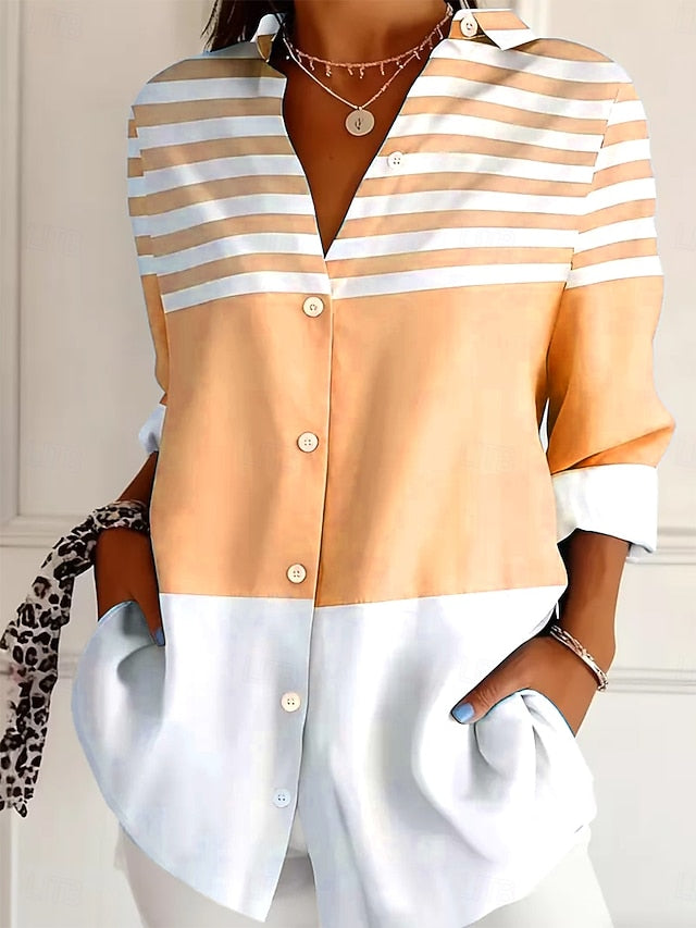 Women's Shirt Blouse Patchwork Buttons Print Graphic