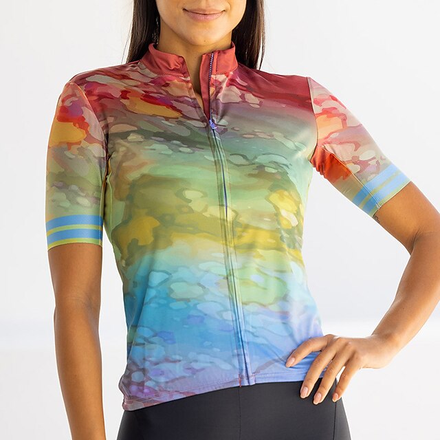 Women's Cycling Jersey Graphic Color Block Gradient Short