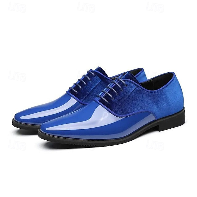 Shoes White Blue Finish Glossy Velvet with and Men's