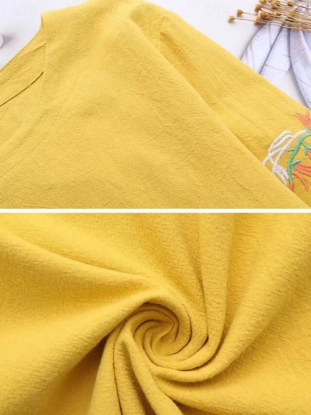 Women's T Shirt Tee Top Embroidered Floral Fashion Classic