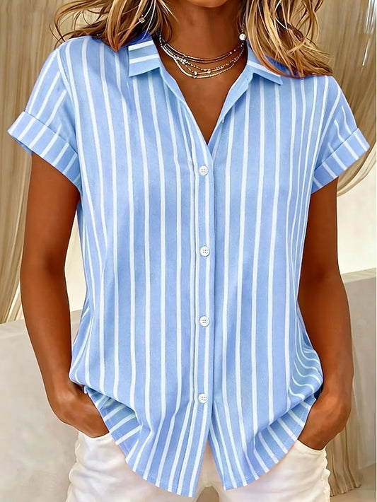 Women's Shirt Short Sleeve Graphic Geometric Striped