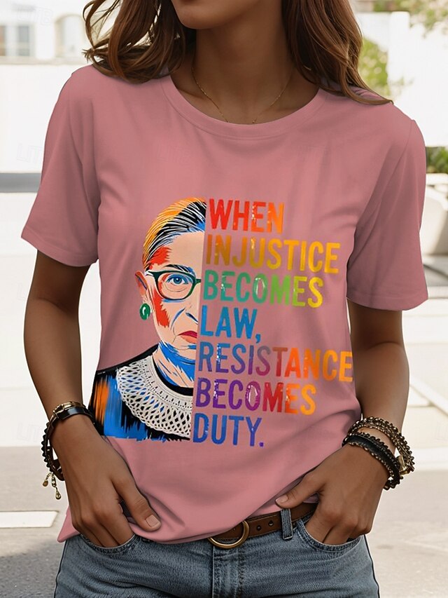 Women's T Shirt Print Graphic Letter Stylish Classic Casual