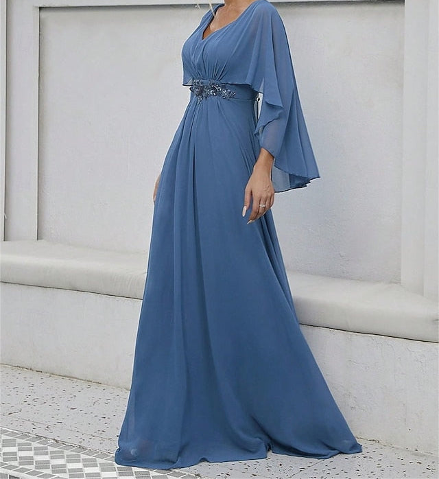 Bride Neck Mother Dress V Elegant of Floor the Party