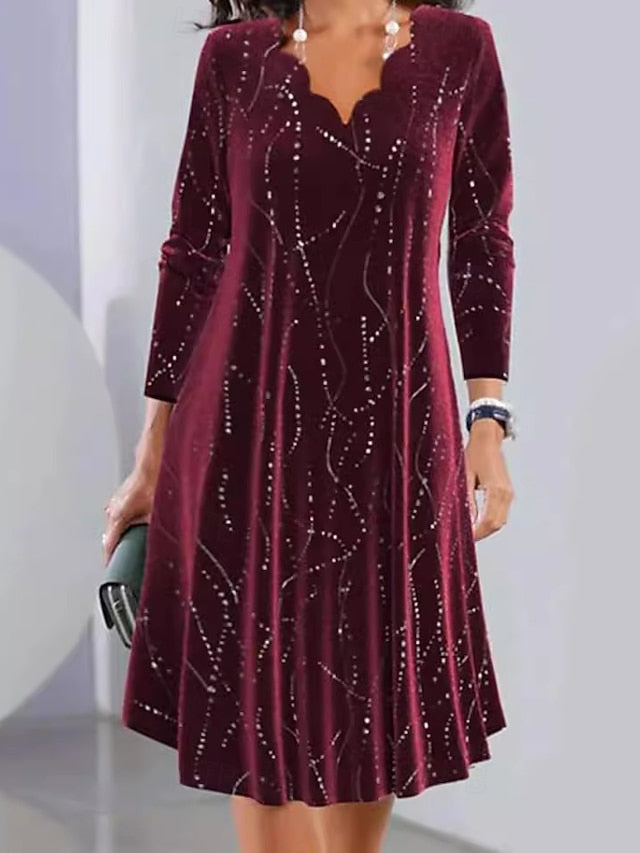 Women's Velvet Mini Dress A Line Dress Elegant Party