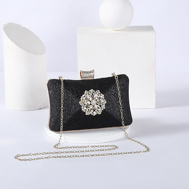 Strap Gold Bag Chain with Clutch Women's Rhinestone Elegant