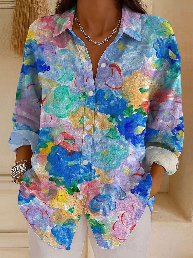Women's Shirt Linen Like Breathable Lightweight Graphic