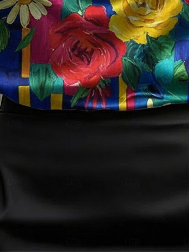 Women's Shirt Print Draped Floral Rose Elegant Stylish
