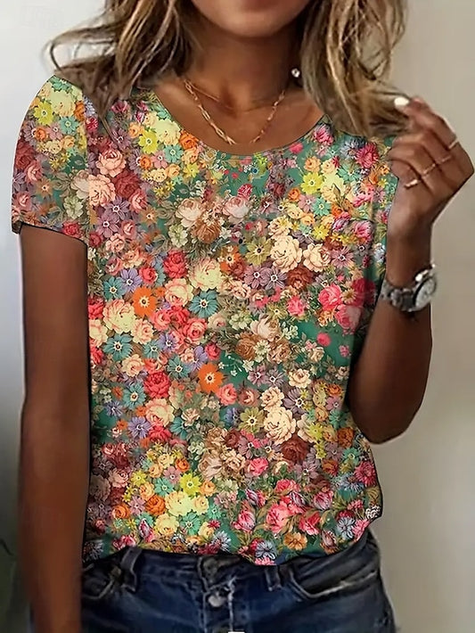 Women's T Shirt Summer Tops Print Floral Graphic Classic