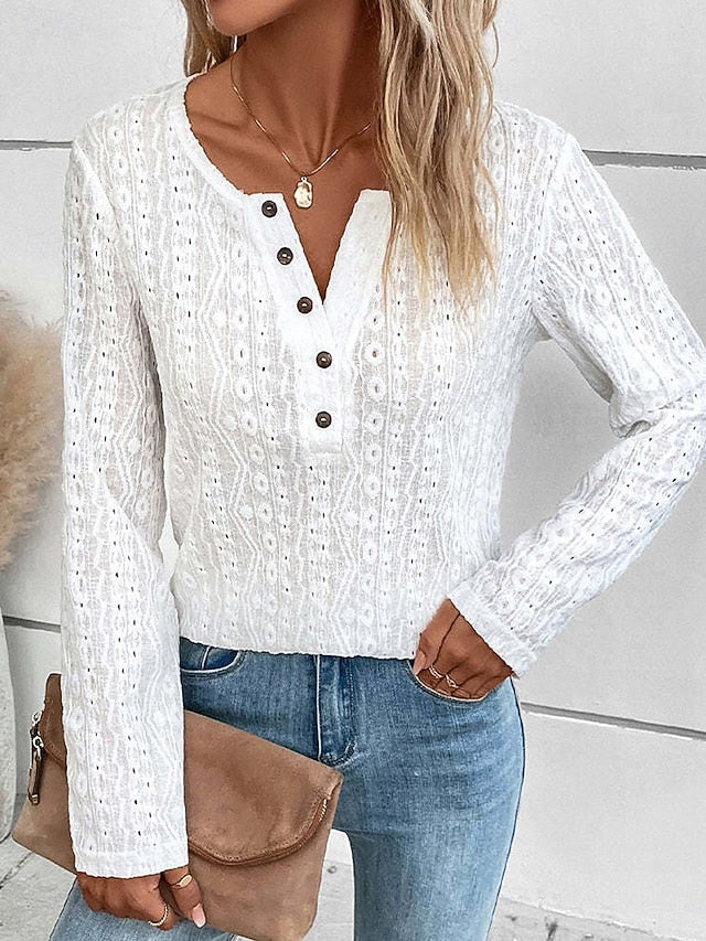 Women's Tunic Elegant Casual Lace Long Sleeve Regular Tops