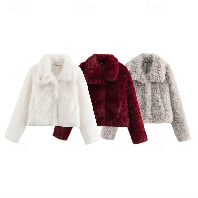 Faux Comfortable Women's Warm Fur Buttons Furs Coat