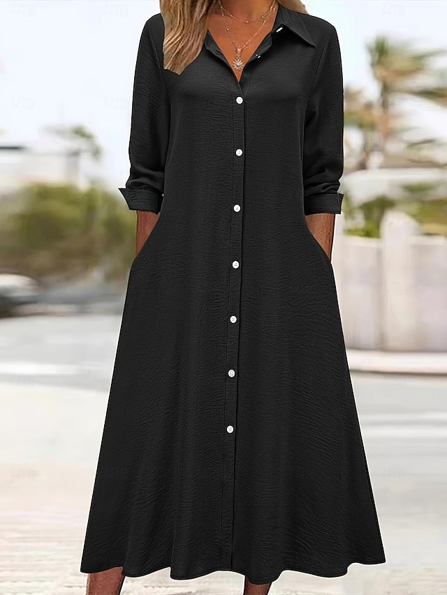 Women's Midi Dress Shirt Dress Shift Dress Casual Date