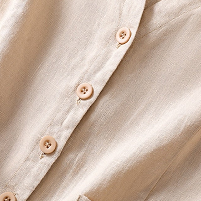 Women's Faux Cotton Linen Plain Modern Casual Sleeveless V