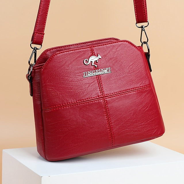 Leder Rot Kunstleder – Umhängetasche Damen Klein Minimalistisch