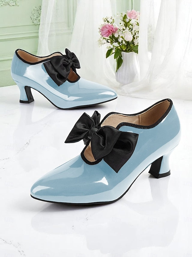 1920s Patent Shoes Leather Vintage Low Women's – Red Heel