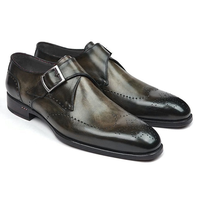 Faux Leather Classic Monk – Men's Strap Brown Shoes