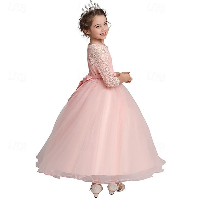 Half Flower Girls' Kids Girl Sleeve Dress Wedding