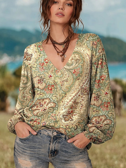 Women's Blouse Print Graphic Paisley Elegant Vintage