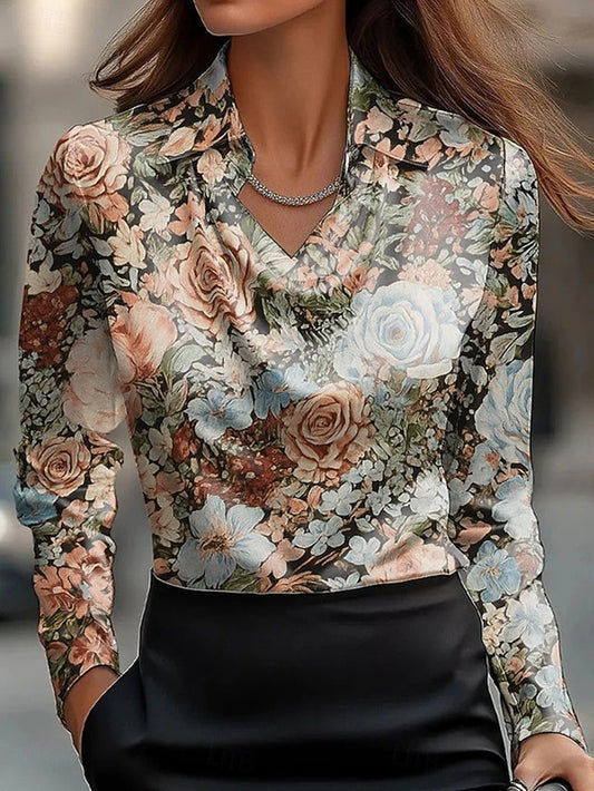 Women's Shirt Dressy Tops Formal Work Shirt Floral Graphic