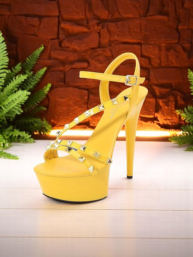 with Straps Women's Platform Heels Studded Stiletto