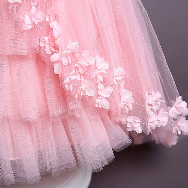 Colored Solid Flower Dress Girl Kids Girls'