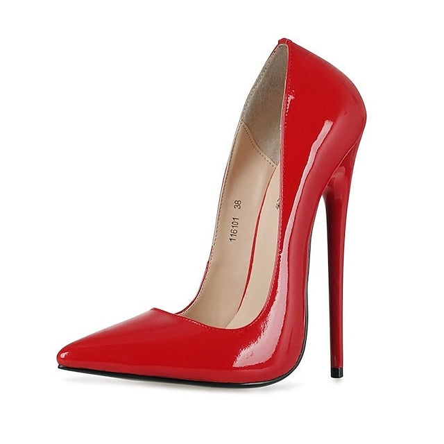 Heels Patent Women's - High Stiletto Sexy Leather Black