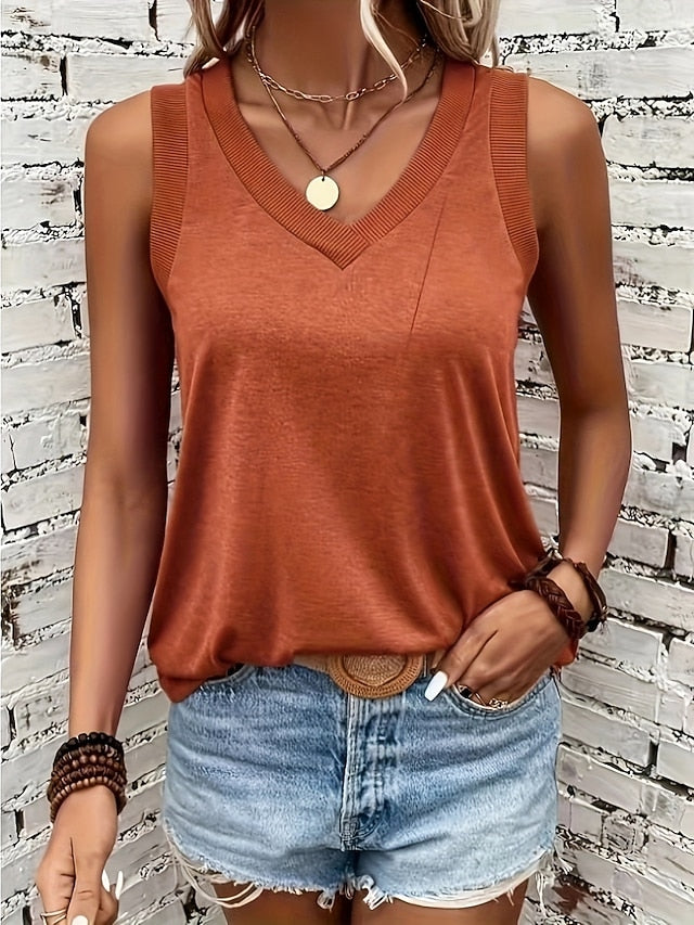 Women's Tank Top Sleeveless Shirt Tee Top Solid Color
