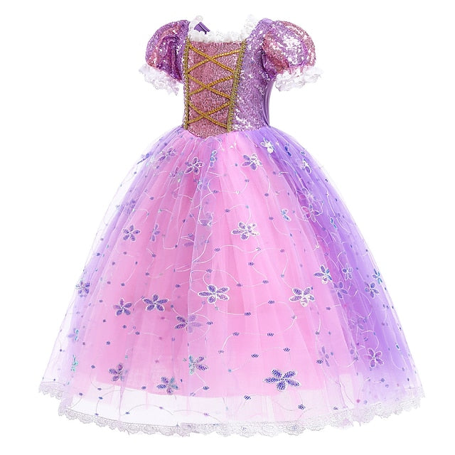 Dress Princess Cosplay Flower Cloak Rapunzel Girl