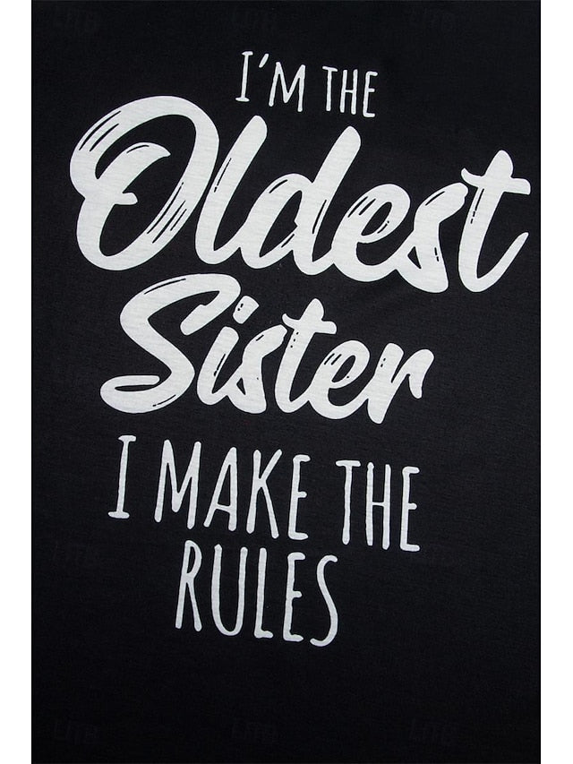 Women's T Shirt Print Letter Family Fashion Long Sleeve