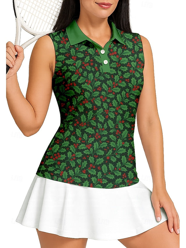Women's Floral Sport Shirt Golf Polo Shirt Tank Top Tennis