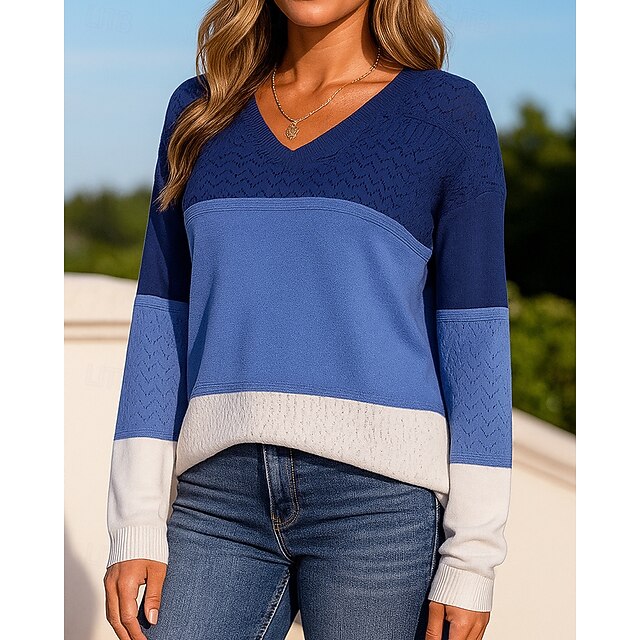 Women's Knit Shirt Pullover Sweater Hollow Long Sleeve Top