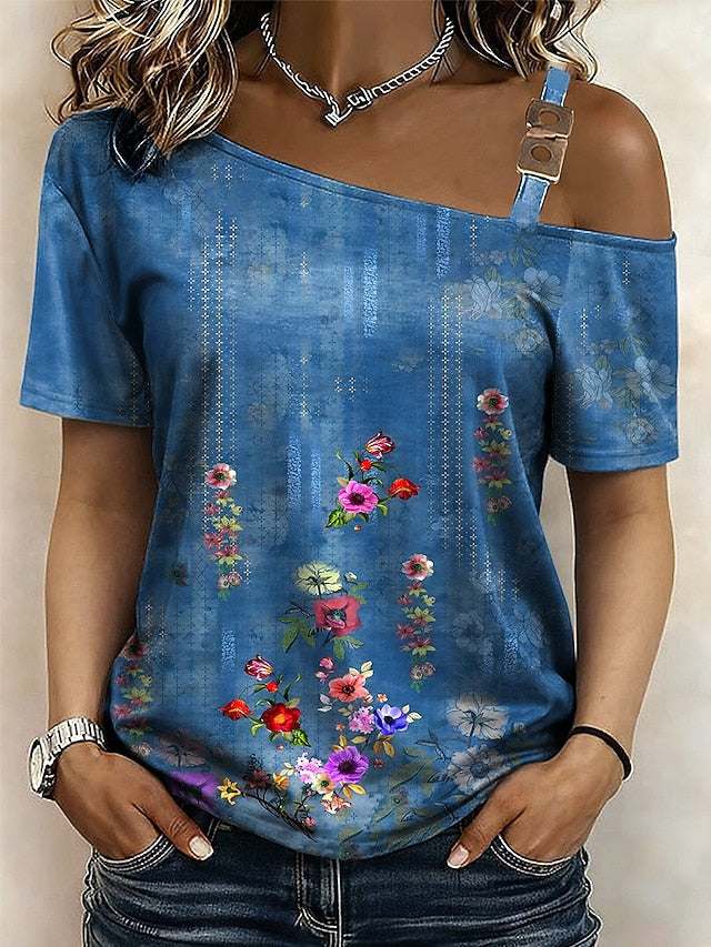 Women's T Shirt Tee Top Print Floral Graphic Stylish