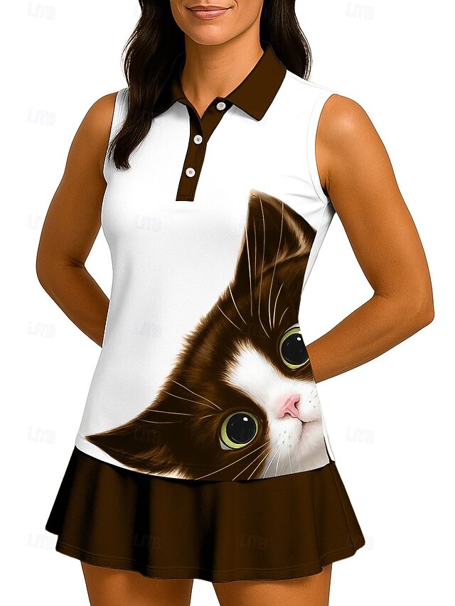 Women's Unisex Animal Cat Sport Shirt Golf Polo Shirt Tank