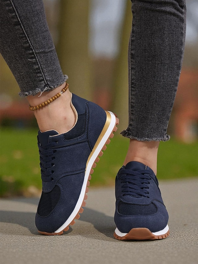 Women's Beige Classic Retro Jogger Sneakers – Casual Low