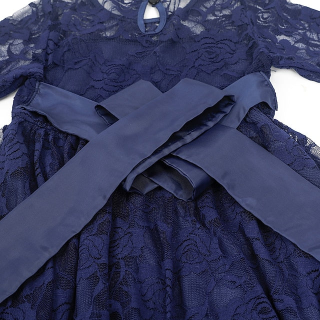 Colored Girl Kids Solid Dress Girls' Flower Long