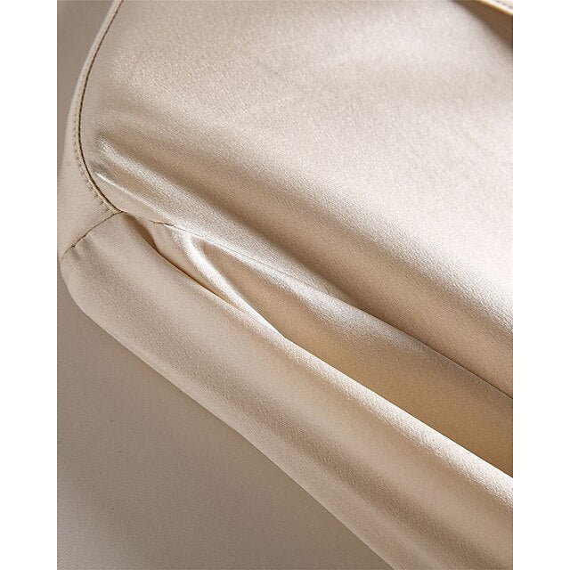 Women's Shirt Elegant Satin Top Silk Shirt Buttons Plain