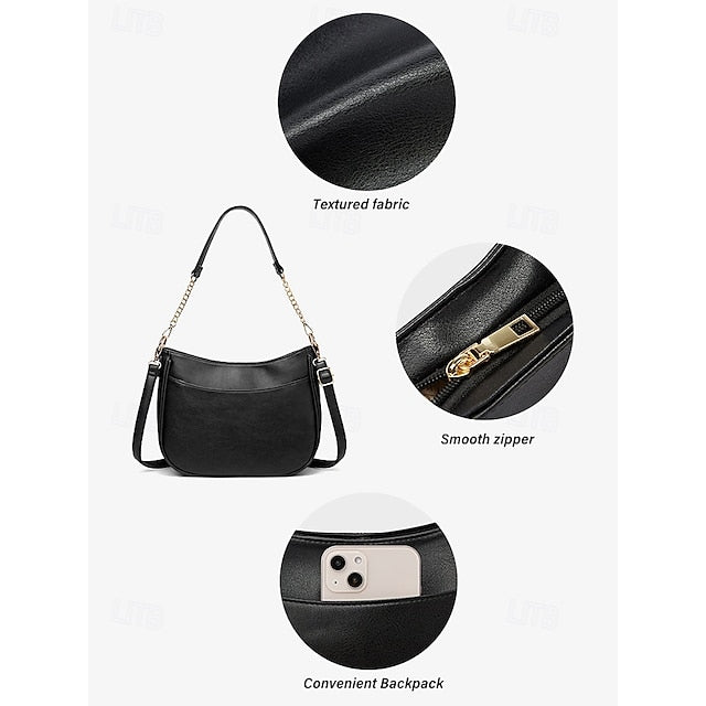 Sac bandoulière en cuir pour femme avec chaîne marron et doré